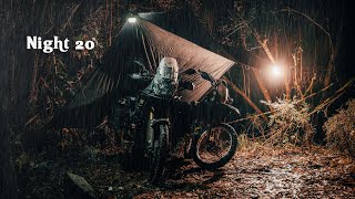 Rainy Night Motorcycle Camping ASMR | Gentle Nature Sounds