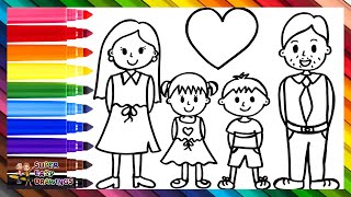 Drawing And Coloring A Family 👩👨👧👦🌈 Drawings For Kids