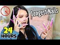 24 Hour Challenge With The Longest Nails Ever