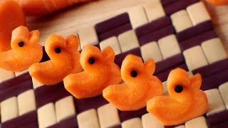 How to Make Five Little Ducks | Vegetable Carving Garnish | Carrot Ducks | Party Food Decoration