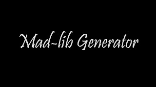 Python - Mad Lib Generator (SpeedCoding : Beginner) | Ketan Patil