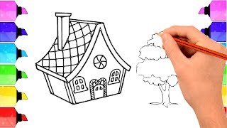 Easy HOUSE Drawing for Kids! Step by Step Lessons | Drawing Extra