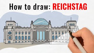 How to draw REICHSTAG step by step