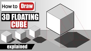 How to Draw 3D Floating Cube - Anamorphic Illusion - 3D Trick Art I Tutorial #4