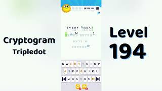 Cryptogram Tripledo Level 194 Solutions 🧩 | Logic Puzzle Game | Mini Boss