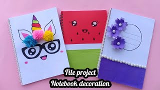 3 Easy DIY Notebooks For Back to school / How to decorate front page of project file /School project