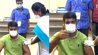 🔴 VIDEO : நடிகர் சூரி மற்றும் அவருடைய மனைவி | Actor Soori takes vaccine injection