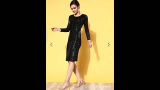 SASSAFRAS Women  Black Solid Shimmer \u0026 Sequin Dress #dress #fashion #viral #youtubeshorts #shorts