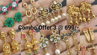 Gold Replica Earrings Combo Offer | any 3 @ 699/- | 7013932993 | Giveaway | Offers