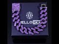 iced purple 20mm miami cuban bracelet with big box clasp in black gold