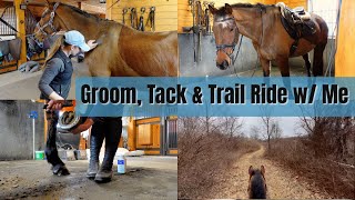 Groom, Tack \u0026 Ride with Me: Let’s Go on a Trail Ride! | Equestrian Vlog