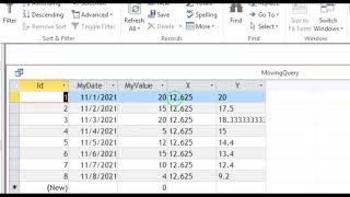 moving average ,rolling average in access query