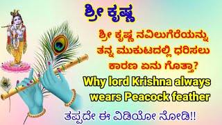 ಶ್ರೀ ಕೃಷ್ಣ ನವಿಲುಗೆರೆಯನ್ನು ತನ್ನ ಮುಕುಟದಲ್ಲಿ ಧರಿಸಲು ಕಾರಣ|Why lord Krishna always wears Peacock feather