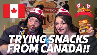AMERICAN FAMILY TRIES CANADIAN SNACKS 🇨🇦!! We try lots of snacks from Canada!