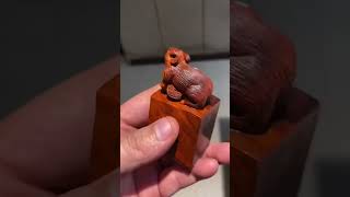 印度小葉紫檀【老鼠】印章擺件，純手工雕刻。[mouse] seal decoration,Pure hand carving,carved with pterocarpus indicus.