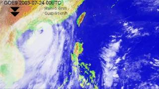 2003 S.T.S. Koni (天鵝) and Typhoon Imbudo (伊布都) - GOES images