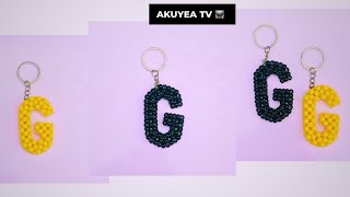 #7: How to make Beaded ALPHABET G Keychain //DIY Letter G Beaded Keyholder