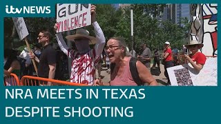 NRA begins annual convention in Texas despite protests in wake of school shooting | ITV News