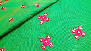 Aari Work Blouse 2 | Simple Aari Work Blouse for Beginners | All over Motifs in Super Net Material