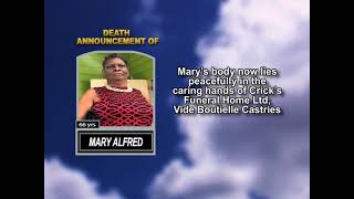 Mary Alfred ~ Short Obituary