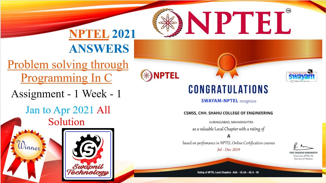Problem Solving Through Programming In C Nptel Week 1 Assignment1 Problem Solving Through Programming In C Nptel Week 1 Assignment1