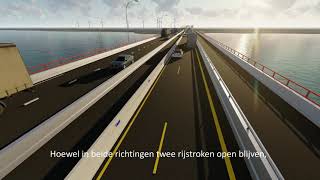 Impressie van de nieuwe verkeersmaatregelen op de Haringvlietbrug (A29) | Animatie | Rijkswaterstaat