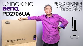 BenQ PD2706UA Pro Designer Display with Ergo Arm Unboxing \u0026 1st Impressions!