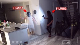 CAUGHT GRANNY ON OUR SECURITY CAMERAS AT 3 AM!! *SHE ALMOST GOT US*