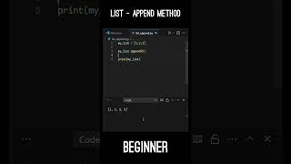 Python Tutorial - list append method usage example. #python #beginner #list methods