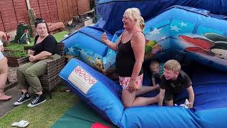 Drunk Middle Aged Women Destroy Kids Bouncy Castle crushing chuck e cheese