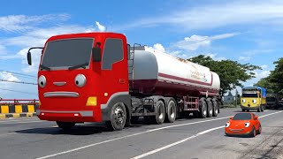 Disini Markasnya Truk Tangki Pertamina, Truk Oleng, Truk Kontainer Mirip Frank Temannya Tayo