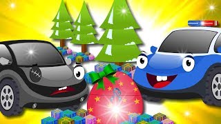 Police Car chase Thief Stolen Baby Cars Big Surprise Egg | Christmas Cartoon Rhyme