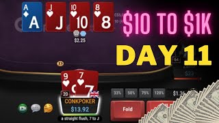 $10 To $1k Bankroll Challenge DAY 11 ! Stream Highlights