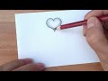 como dibujar un corazon flotando en 3d dibujos a lapiz