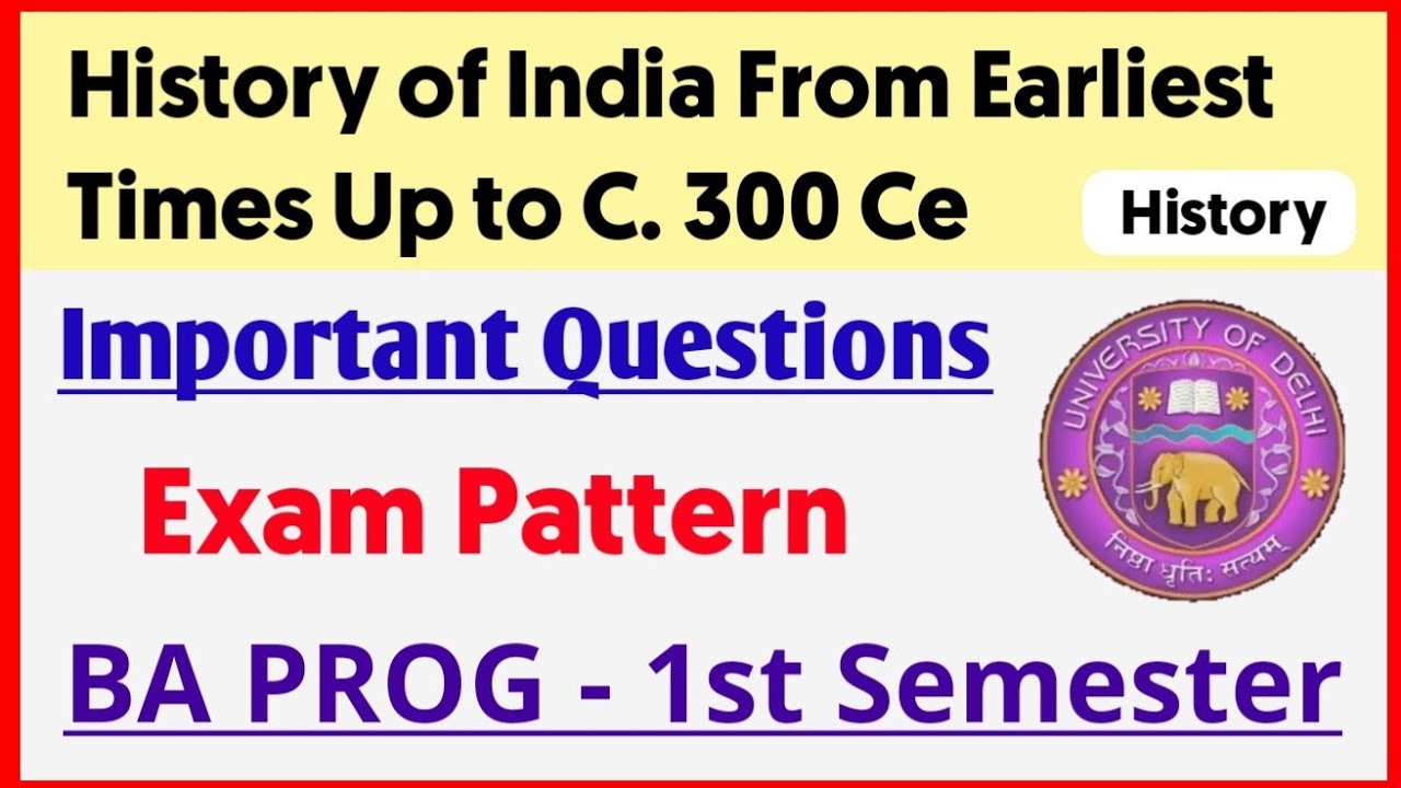 History Of India From Earliest Times Upto C.300 Ce Important Questions ...