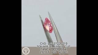 2.01CT VS2 VG VG CVD SQUARE EMERALD CUT FANCY DEEP PINK lab grown diamond LG537235219