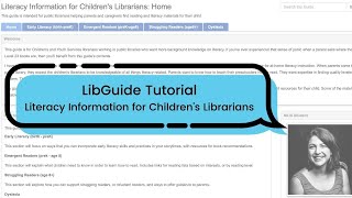 Literacy LibGuide Tutorial