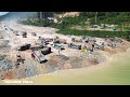 Amazing Large Capacity Land Reclamation​​ Bulldozer Truck Clearing  Building New Road On Beach