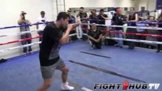 Josesito Lopez vs. Marcos Maidana- Lopez shadow boxing