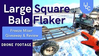 Large square bale flaker, drone footage.