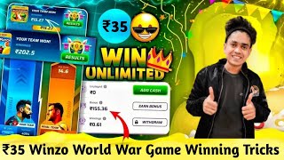 No Loss ❌ Only Win ✅ ! Winzo World War Game Winning Tricks 🥳! Winzo App Se Paisa Kaise Kamaye !🔥