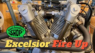 Excelsior Fire Up! First start in 3 and a half years!  // Paul Brodie's Shop