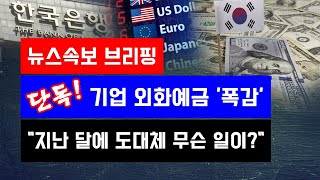 [뉴스속보] 단독!! 기업 외화예금 '폭감'...\