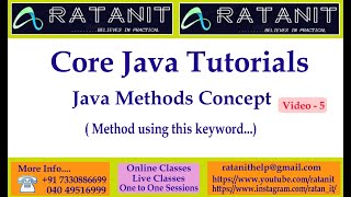 core java tutorials ||method using this keyword|| MR.RATAN ||