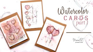 Watercolor simple Valentine's cards - easy for beginners - Part 1