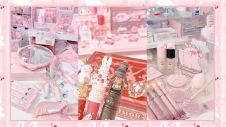 unboxing少女心开箱好物📦—化妆品开箱，可爱的兔子唇釉，樱桃小丸子化妆套组，Mỹ phẩm dễ thương｜douyin