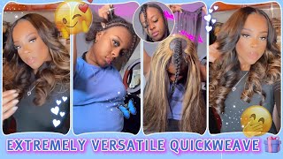 💣HOW TO: EXTREMELY VERSATILE QUICKWEAVE W/ LEAVE OUT (CAN PUT IN BUN, PONYTAIL, ETC)