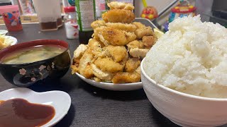 【無音】自宅でとんまさ？総重量1.8kgのチキンカツ定食を普通に食べる。