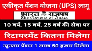 एकीकृत पेंशन योजना (UPS) लागू| 10, 15, 25 वर्ष की सेवा पर कितना रिटायरमेंट मिलेगा कितना पेंशन मिलेगा