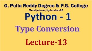 (13) Python-1 Type Conversion (Lecture-13)
